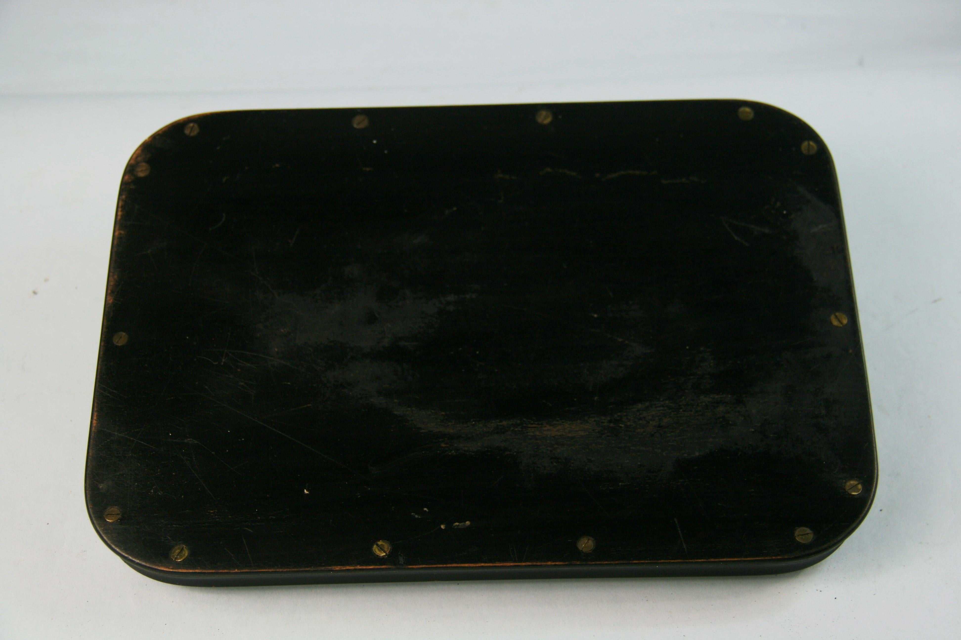 Japanese Wood and Silver Serving Tray 1