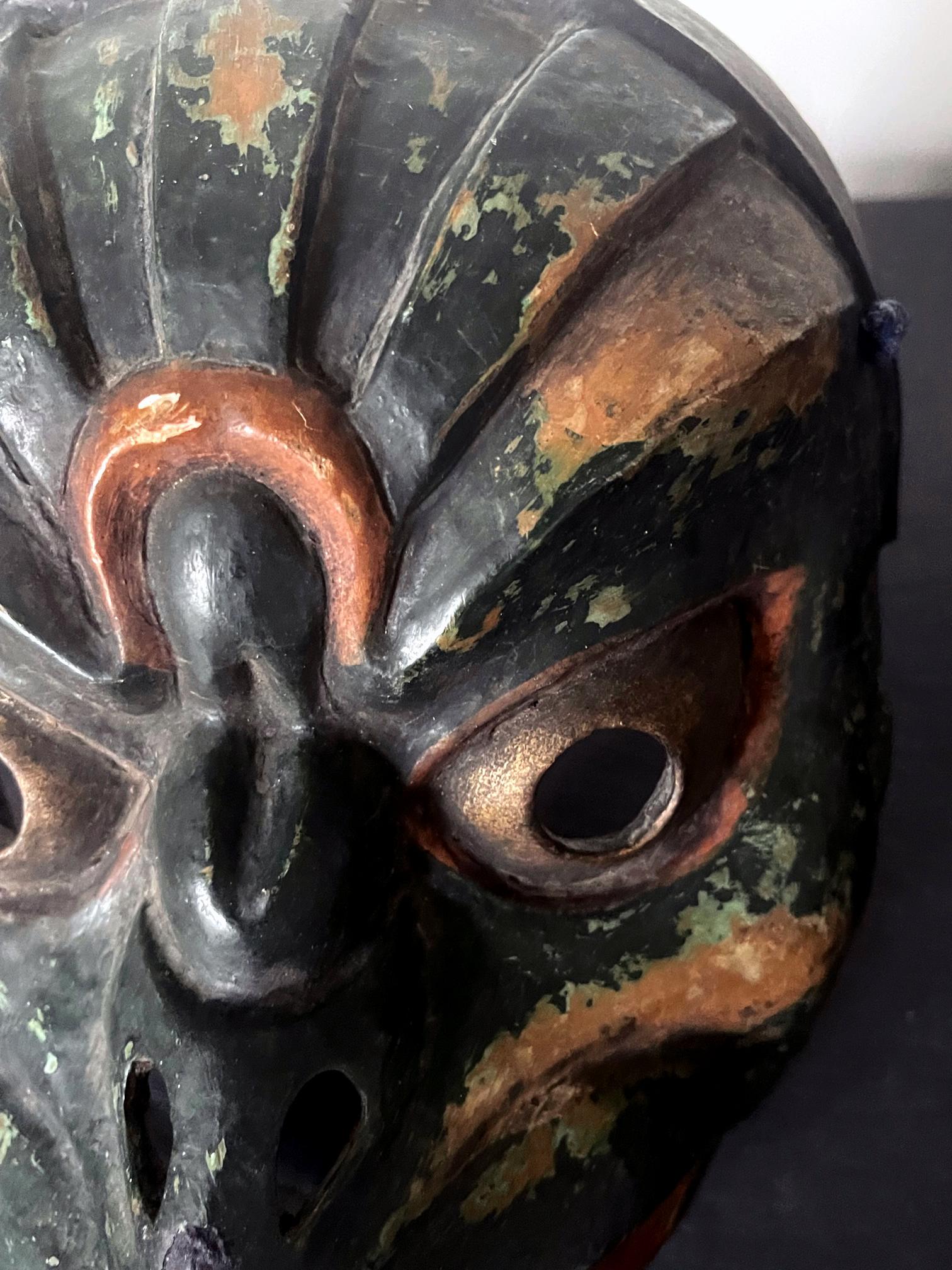 Japanese Wood Bugaku Mask of Korobase Edo Period In Good Condition For Sale In Atlanta, GA