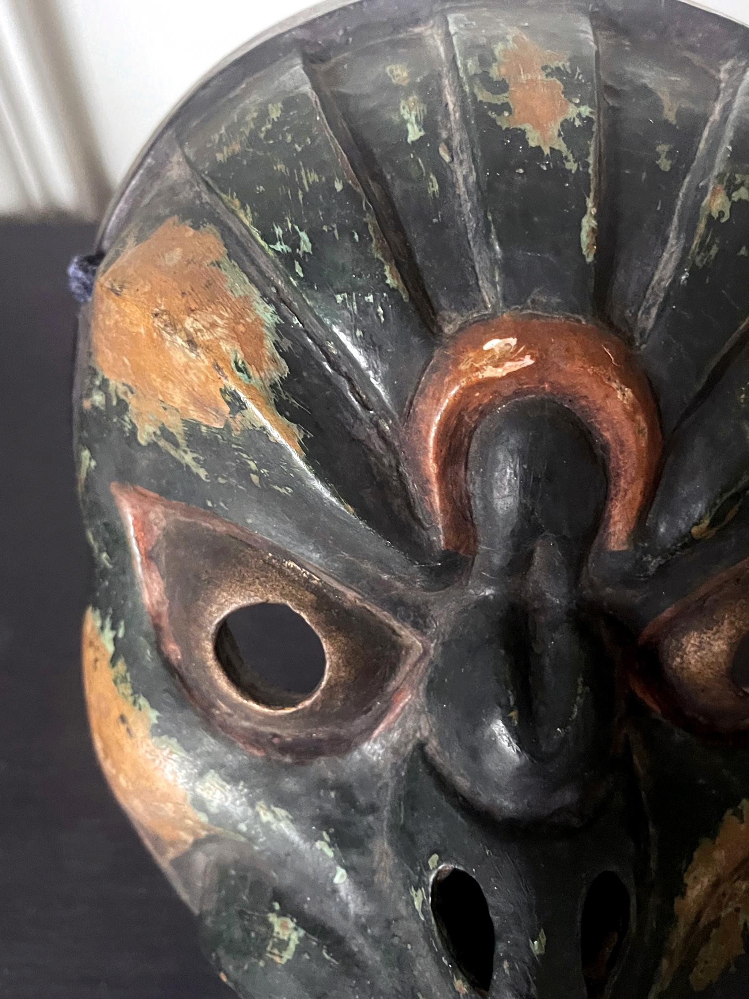 19th Century Japanese Wood Bugaku Mask of Korobase Edo Period For Sale