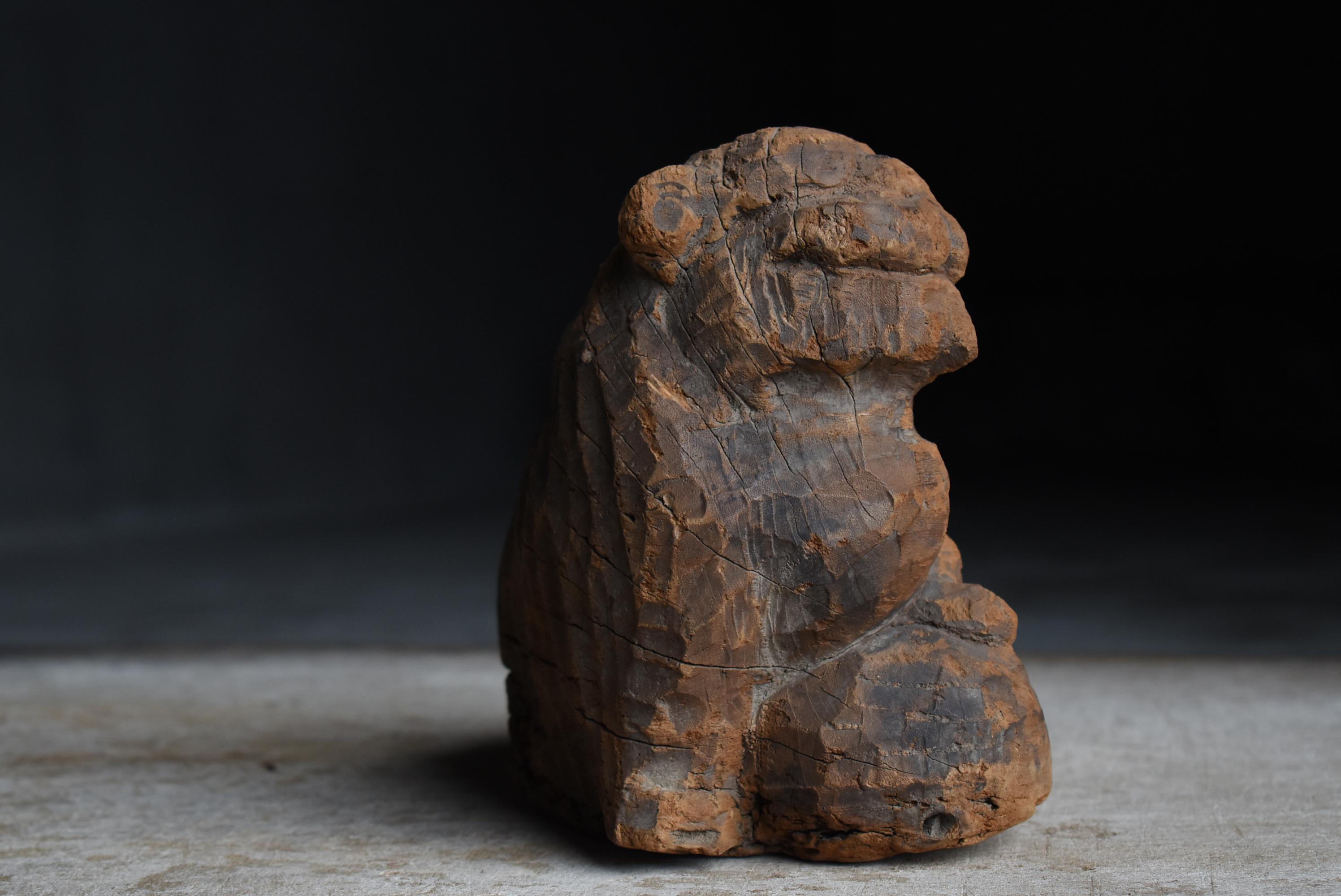 Japanese Wood Carving Lion 1800s-1860s / Sculpture Object Wabisabi For Sale 3