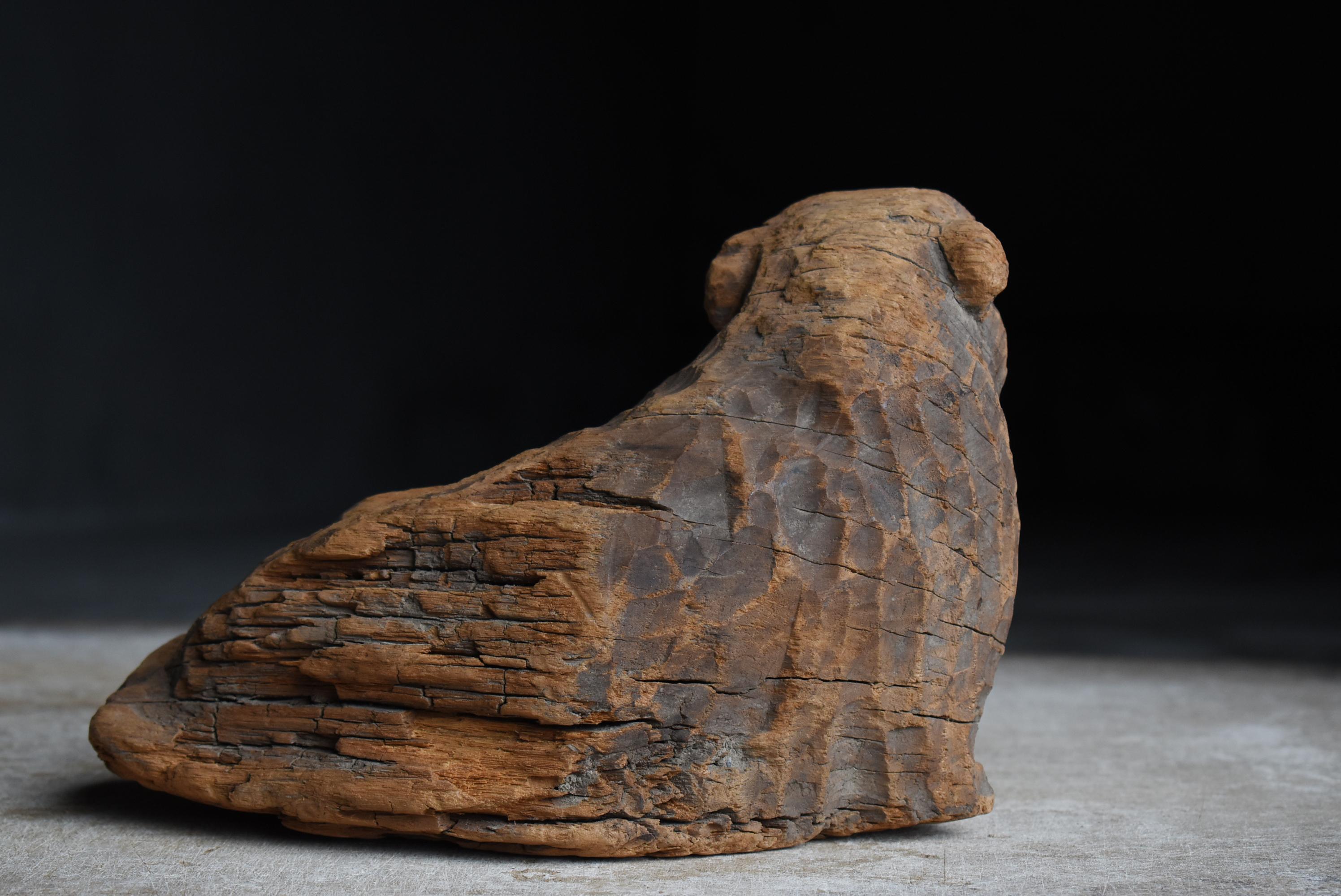 Japanese Wood Carving Lion 1800s-1860s / Sculpture Object Wabisabi For Sale 1
