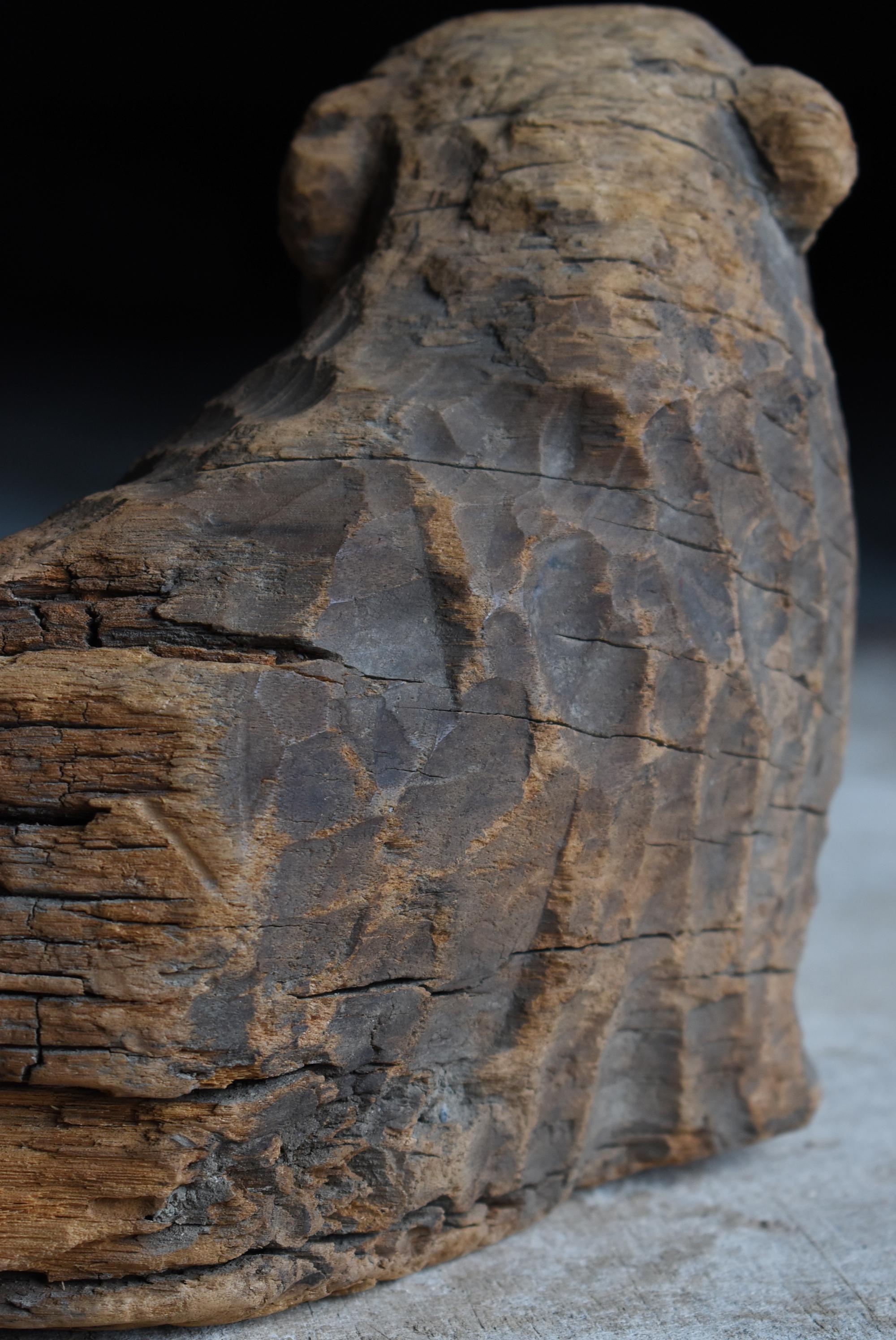 Japanese Wood Carving Lion 1800s-1860s / Sculpture Object Wabisabi For Sale 2