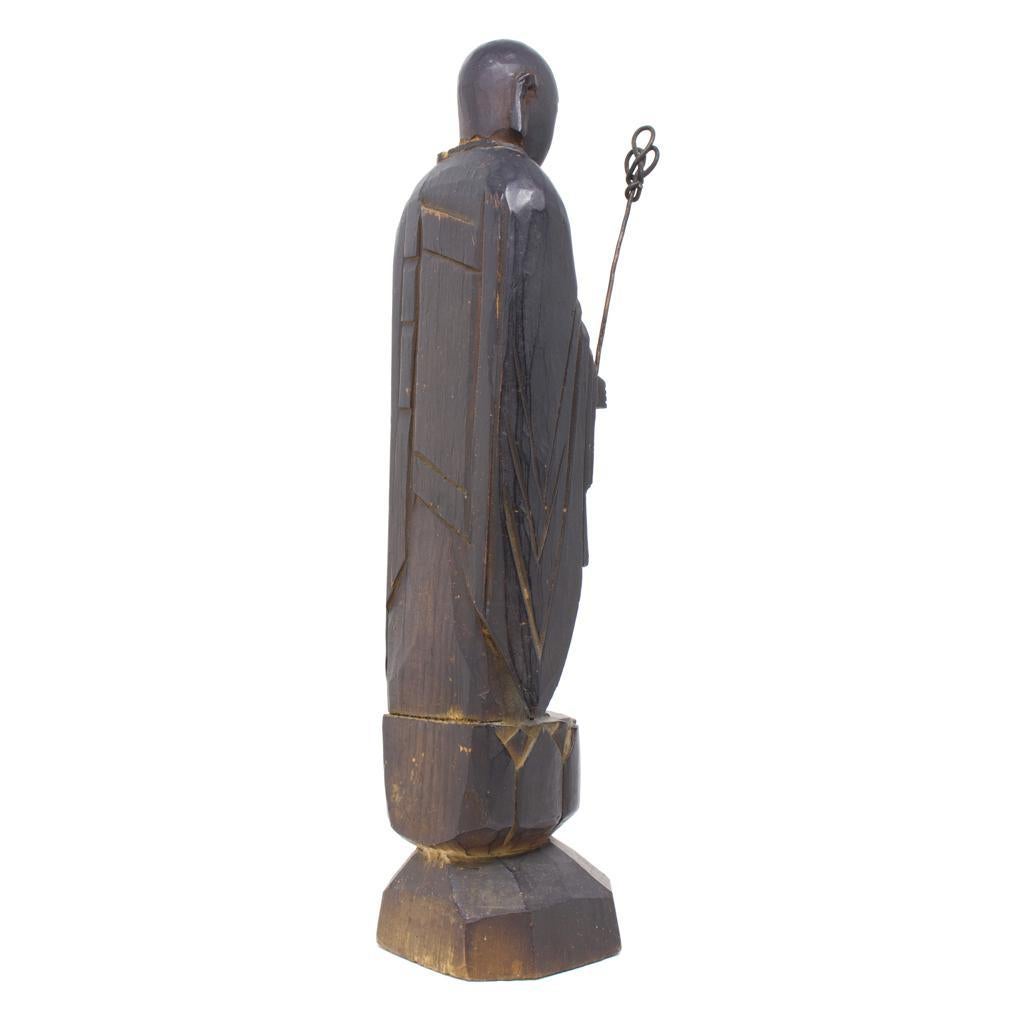 Japanese Wood figure of Jizo In Good Condition For Sale In Point Richmond, CA