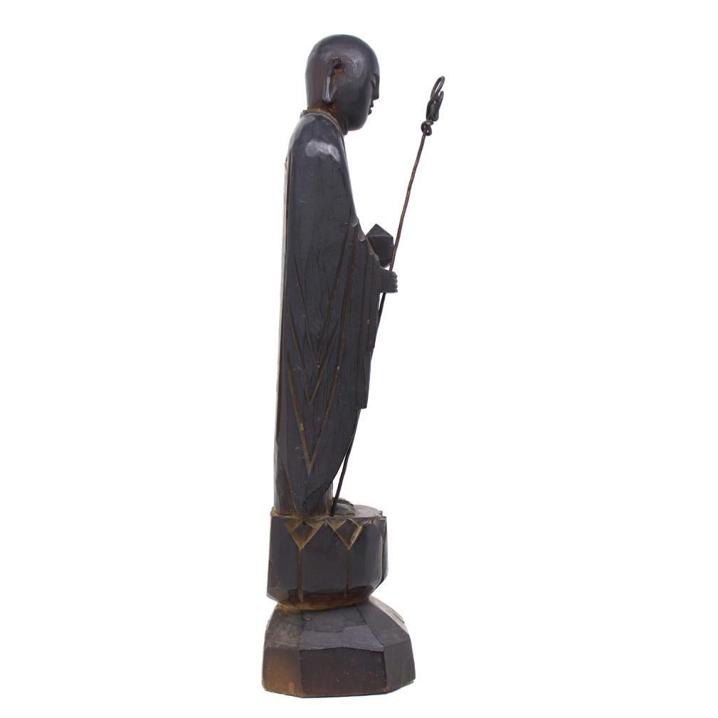 Early 19th Century Japanese Wood figure of Jizo For Sale