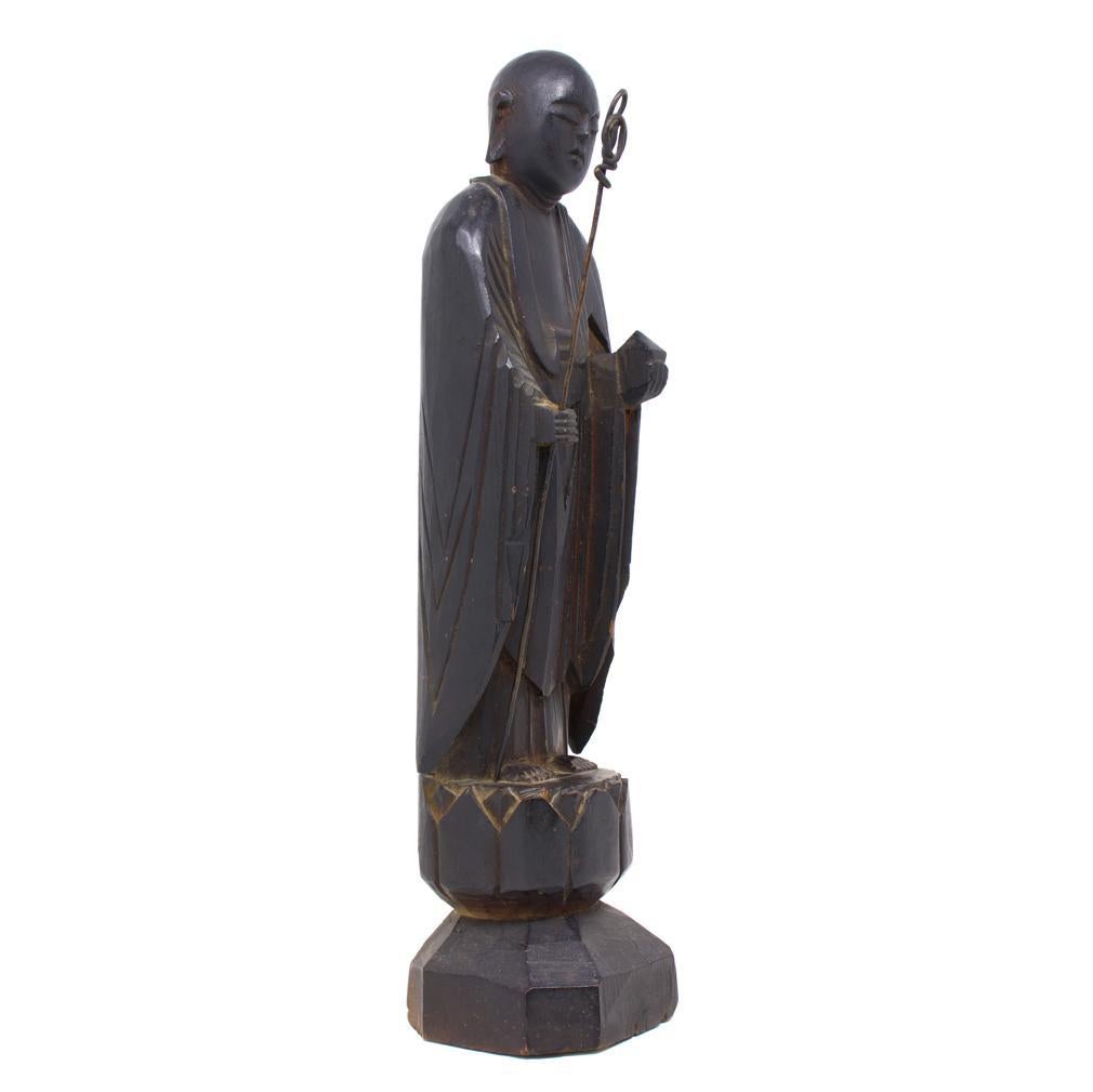 Japanese Wood figure of Jizo For Sale 1