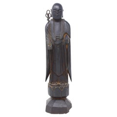 Used Japanese Wood figure of Jizo