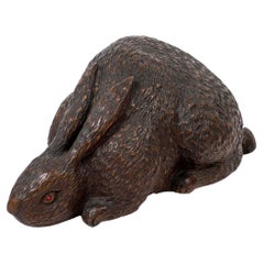 Antique Japanese Wood Hare