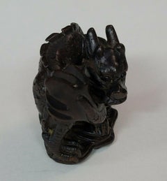 Japanese Wood Netsuke " The Chi-Lin " by Yoshitoshi Late Meiji Era