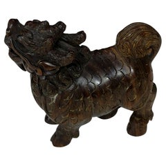 Japanese Wood Netsuke " The Chi-Lin Beast"by Yoshitoshi Late Meiji Era
