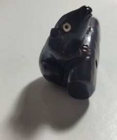 Japanese Wood Netsuke " The Rat on the Wood Board" Signed,  Meiji Era
