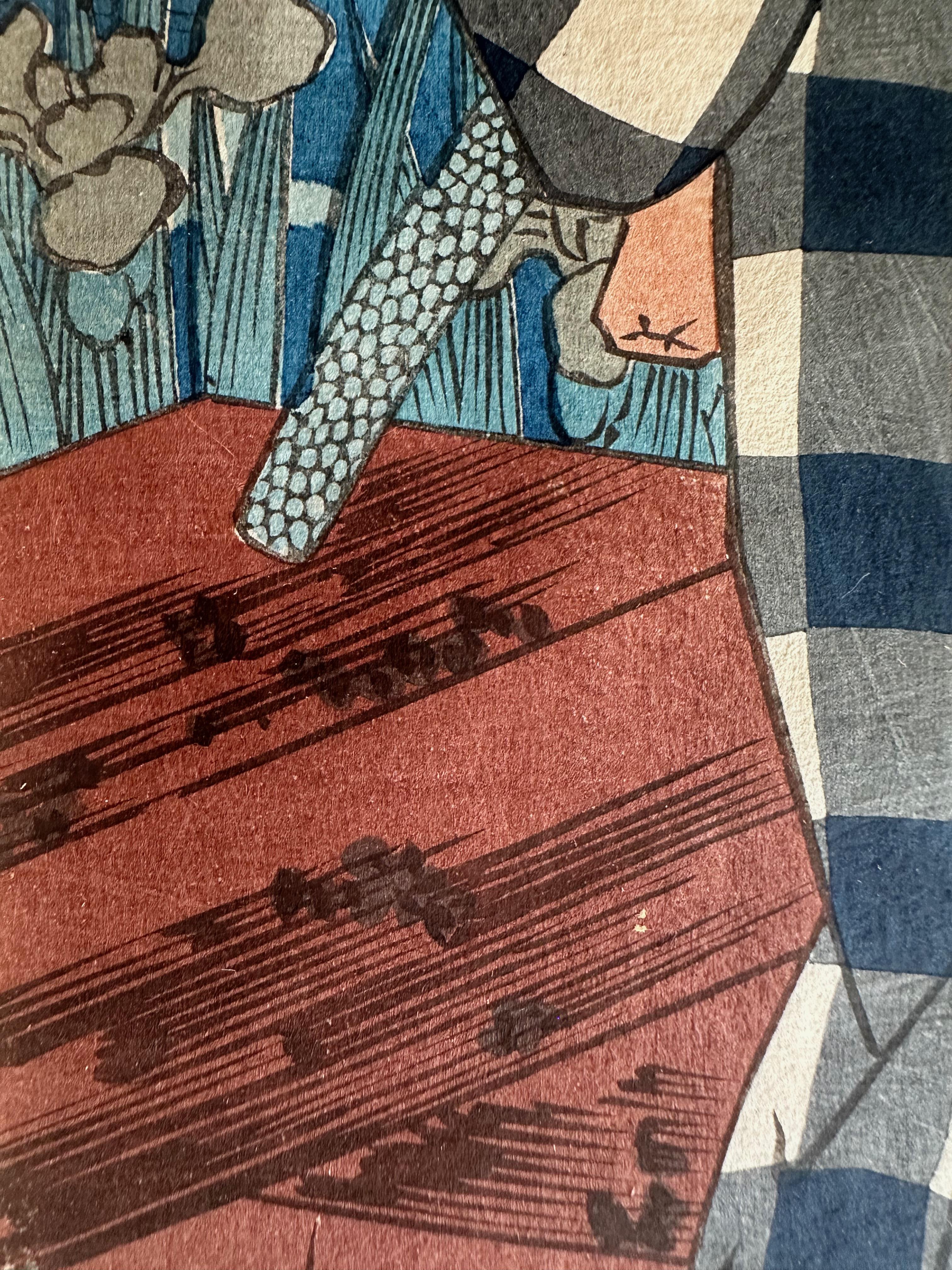 Japanischer Farbholzschnitt von Utagawa Kunisada (1786 - 1865)  Edo-Periode im Angebot 6