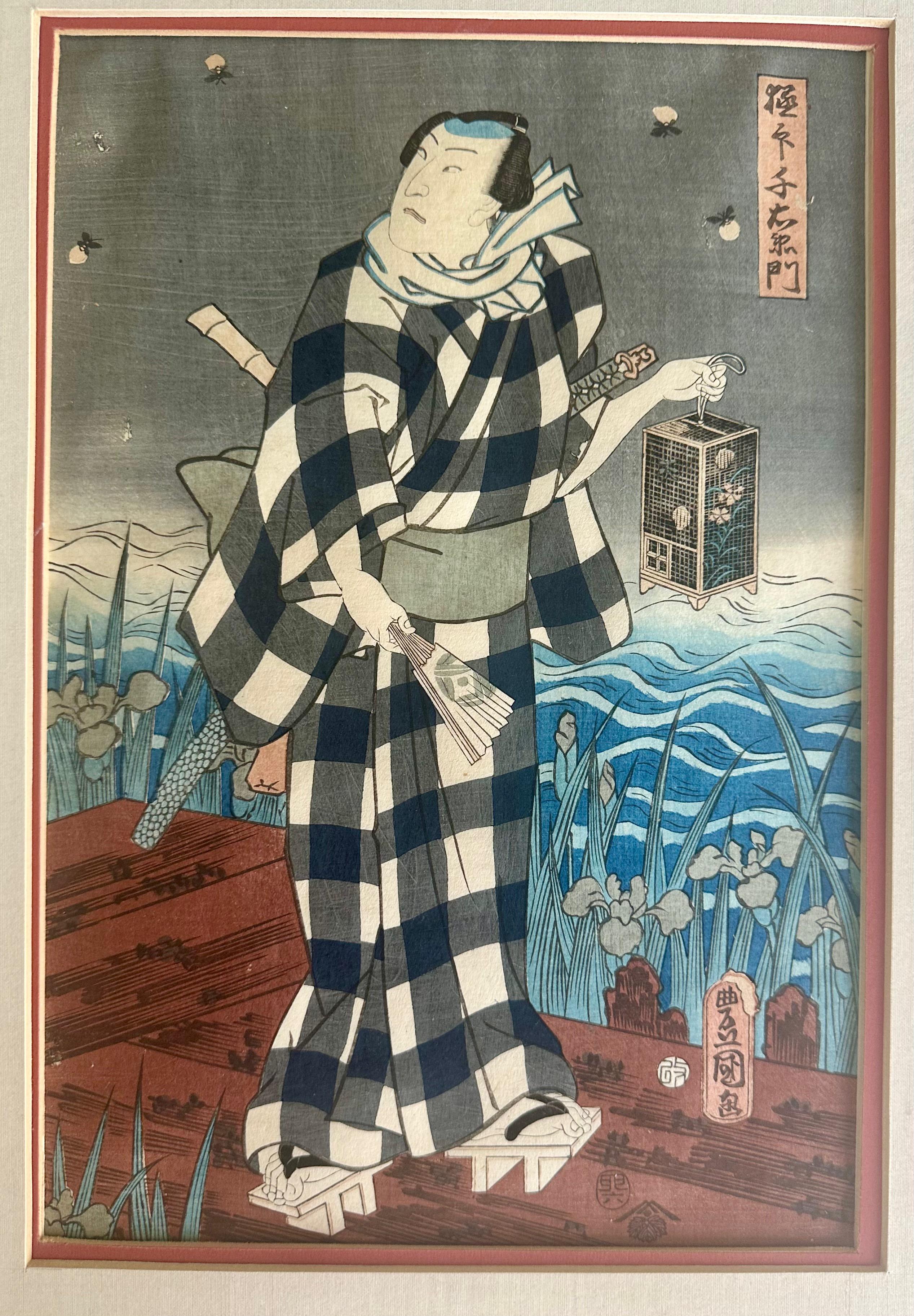 Japanischer Farbholzschnitt von Utagawa Kunisada (1786 - 1865)  Edo-Periode im Zustand „Gut“ im Angebot in Palm Springs, CA