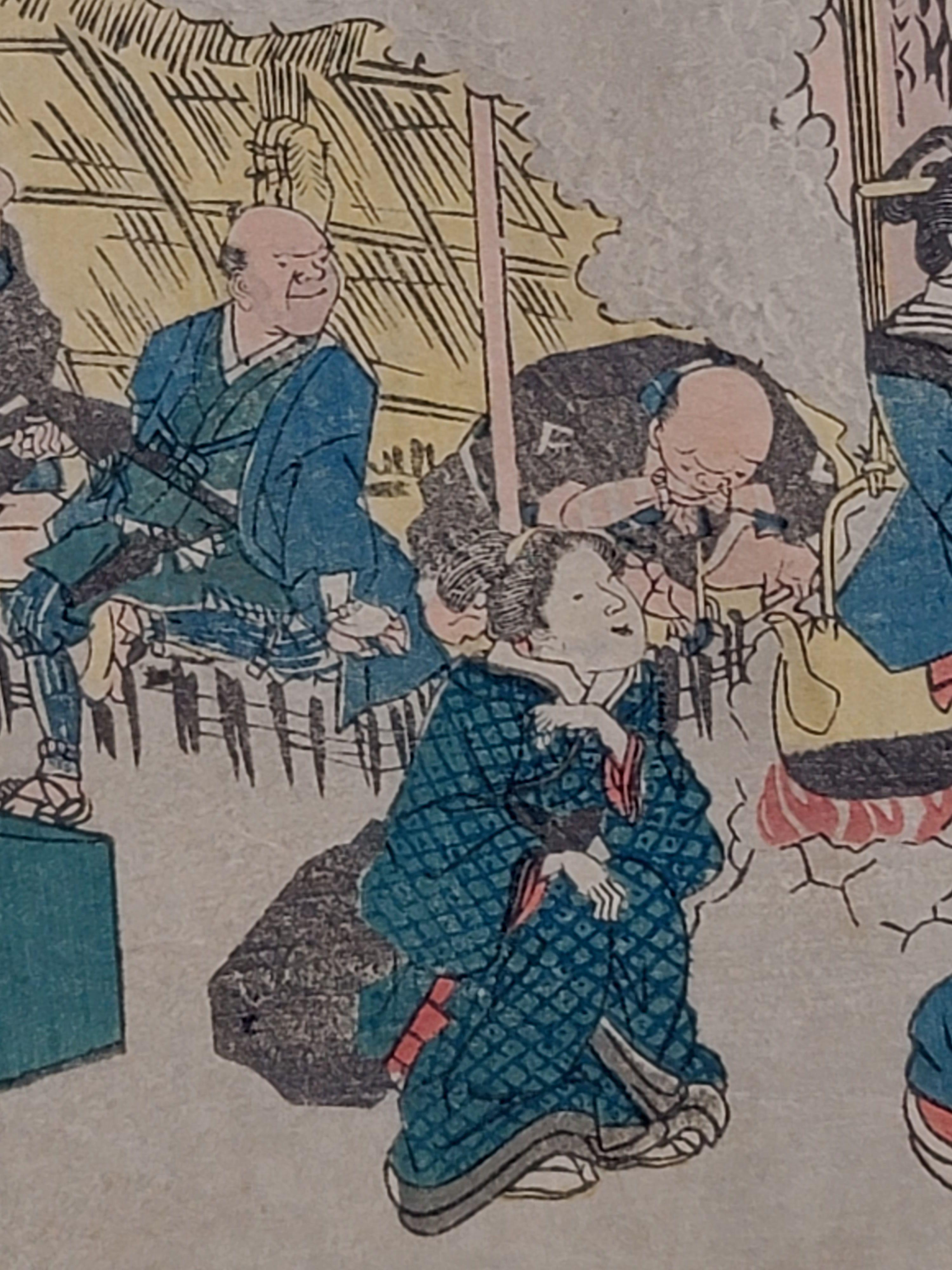 Giapponese Stampa su legno giapponese di Utagawa Yoshitora 一猛齋芳虎 (1836~1880) in vendita