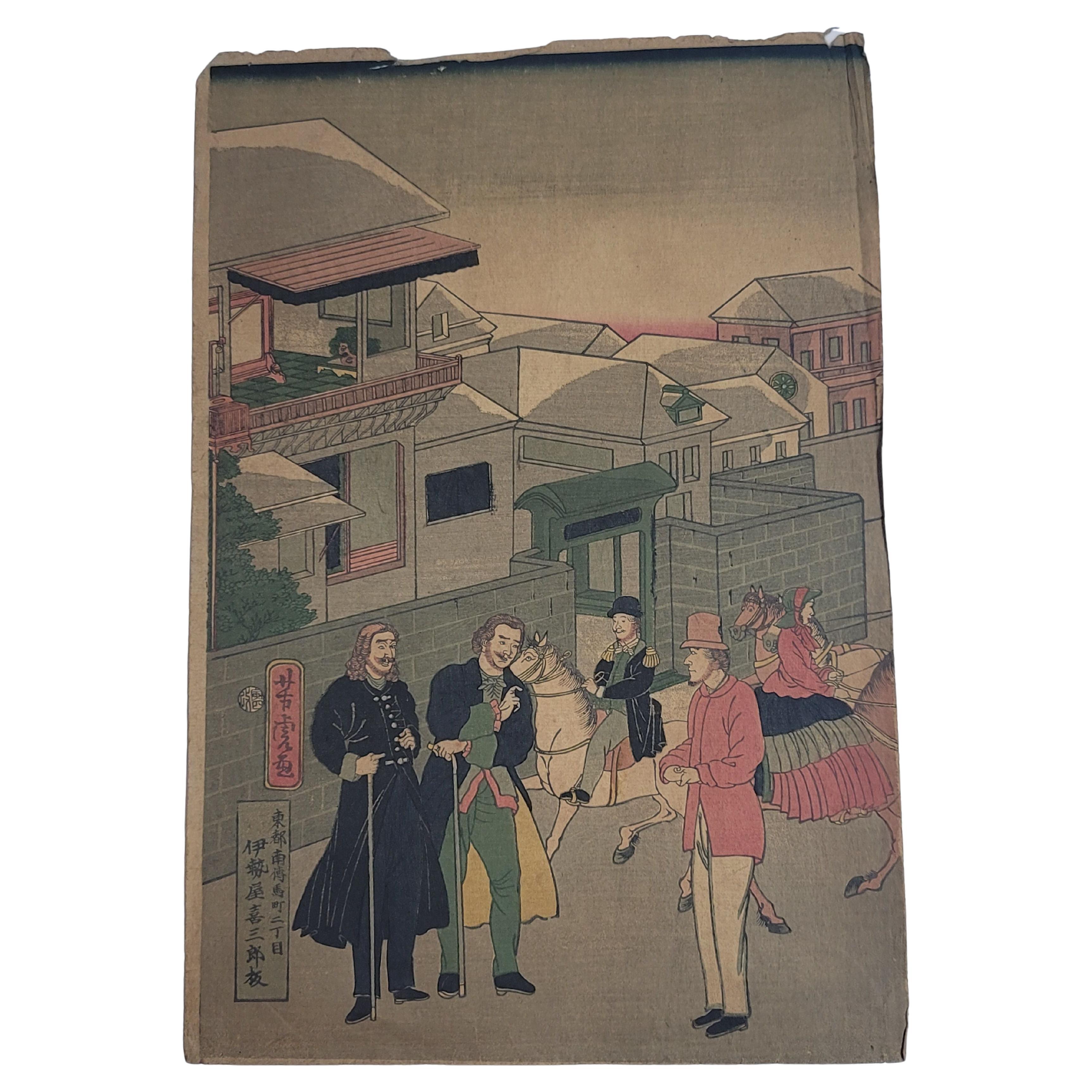 Japanischer Farbholzschnitt von Utagawa Yoshitora 一猛齋芳虎 '1836-1880'.