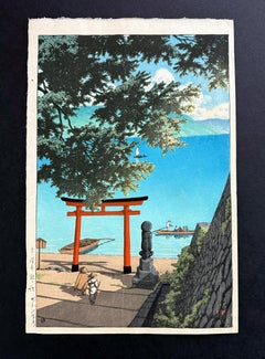 Japanese Woodblock Print Chuzenji Temple at Utagahama Beach by Kawase Hasui