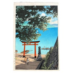 Japanese Woodblock Print Chuzenji Temple at Utagahama Beach by Kawase Hasui