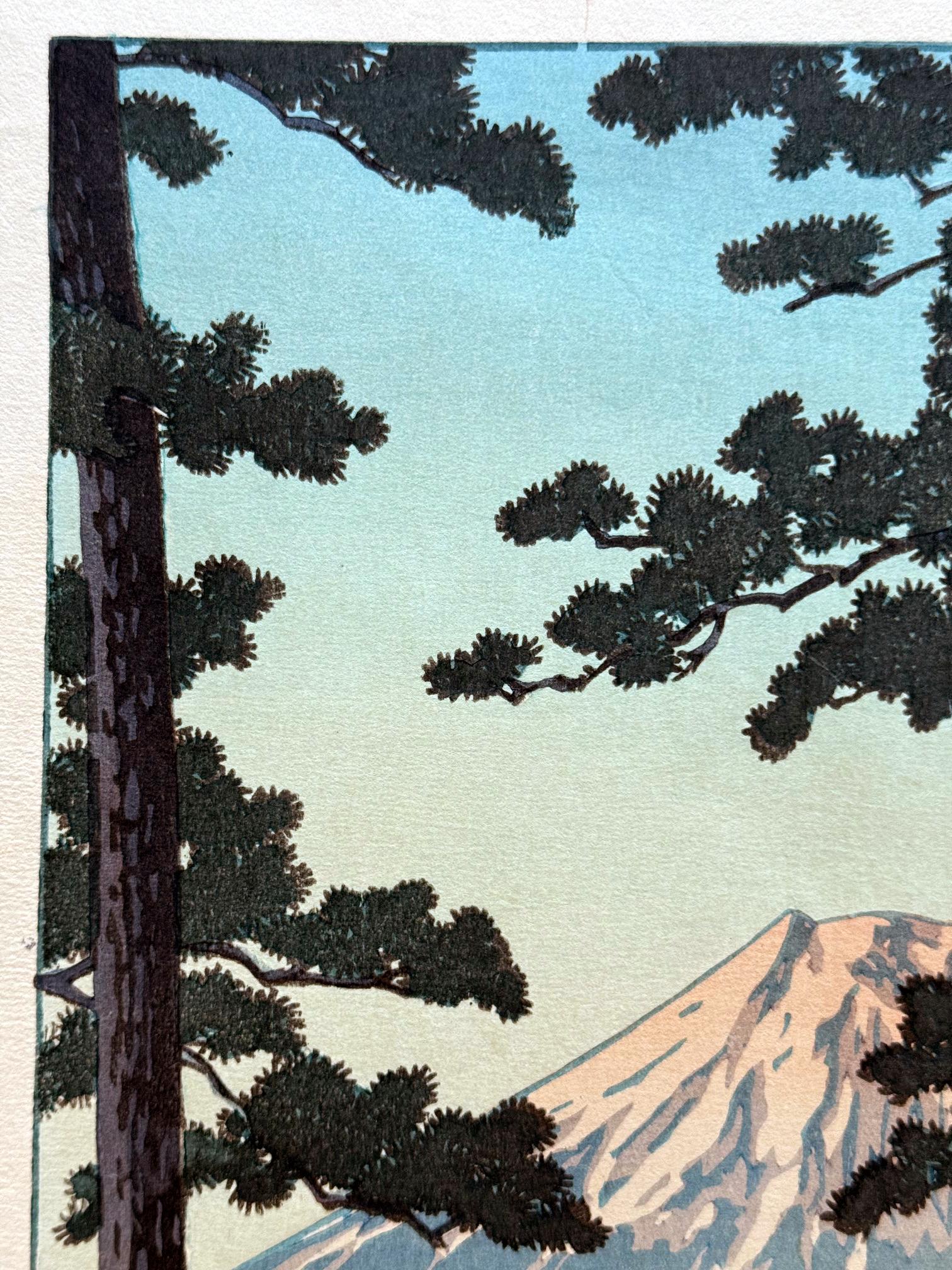 Japanese Woodblock Print Evening at Tago Bay by Kawase Hasui In Excellent Condition For Sale In Atlanta, GA