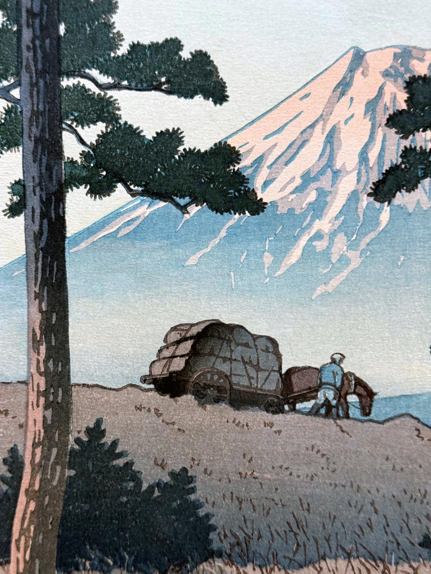 Japanese Woodblock Print Evening at Tago Bay by Kawase Hasui For Sale 1
