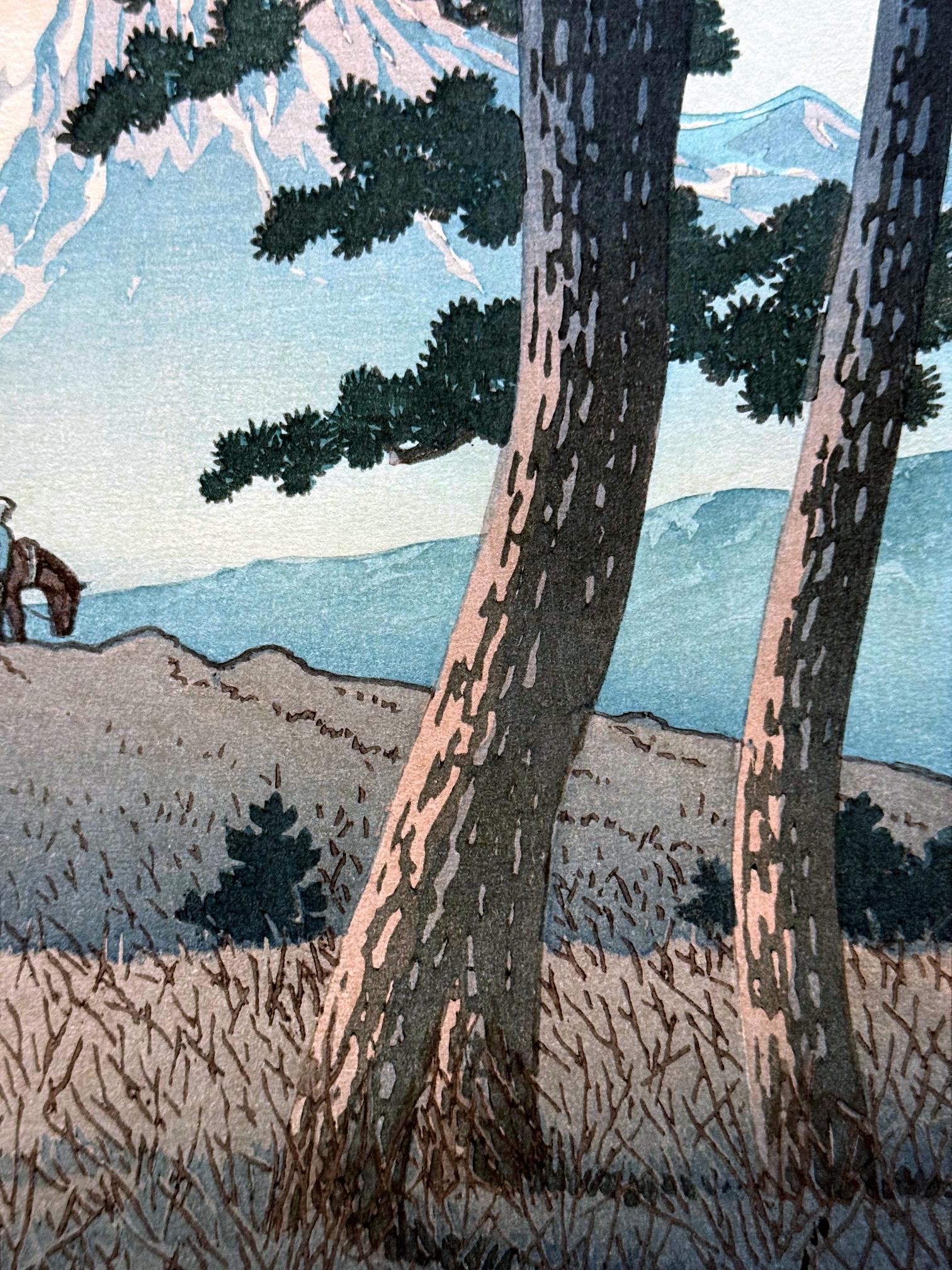 Japanese Woodblock Print Evening at Tago Bay by Kawase Hasui For Sale 2
