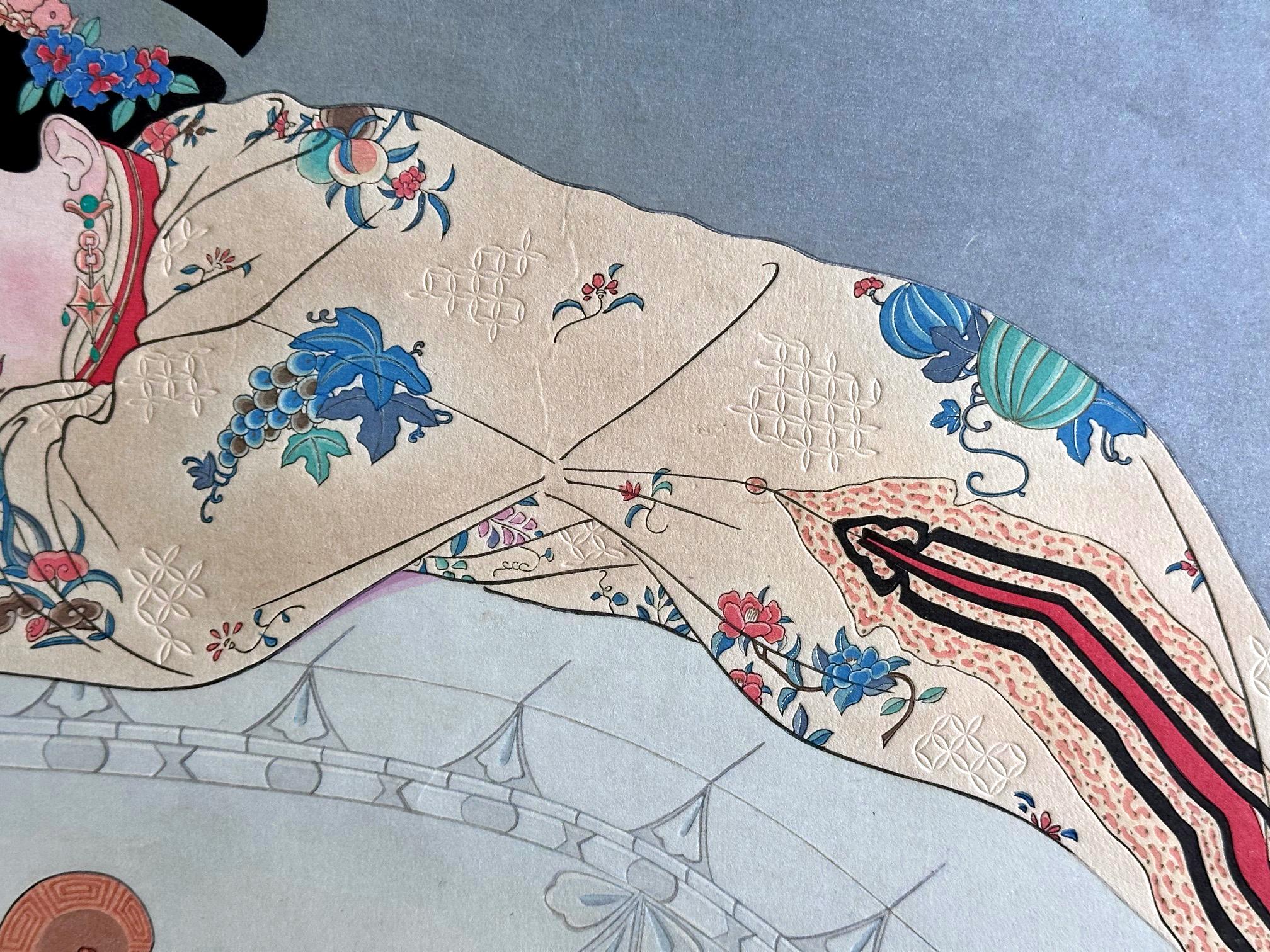 Japanese Woodblock Print Fumees de Santal by Paul Jacoulet Bon état - En vente à Atlanta, GA