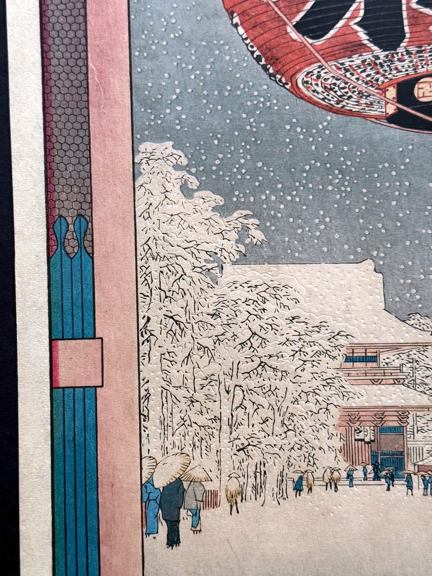 Japanischer Farbholzschnitt Kinryuzan-Tempel in Asakusa von Utagawa Hiroshige im Angebot 9