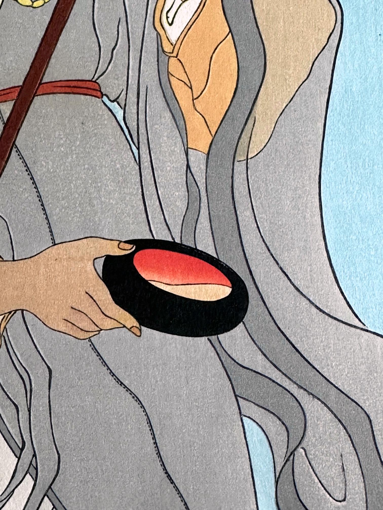 Japanese Woodblock Print Le Bonze Errant by Paul Jacoulet en vente 2