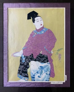 Gravure sur bois japonaise Le Tabouret de Porcelaine par Paul Jacoulet