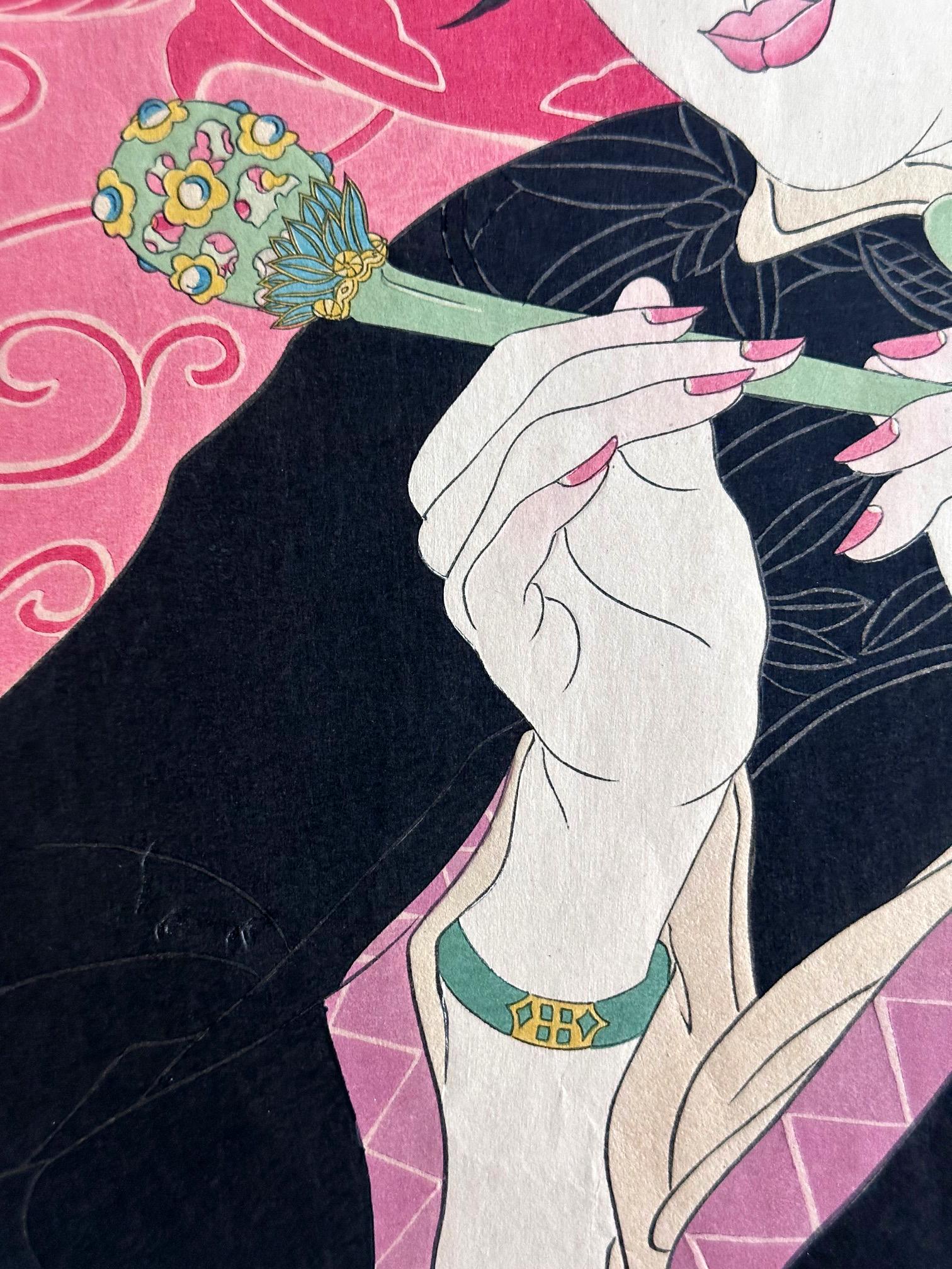 Japanese Woodblock Print Les Jades Chinoise by Paul Jacoulet en vente 2