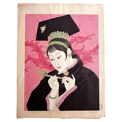 Vintage Japanese Woodblock Print Les Jades Chinoise by Paul Jacoulet