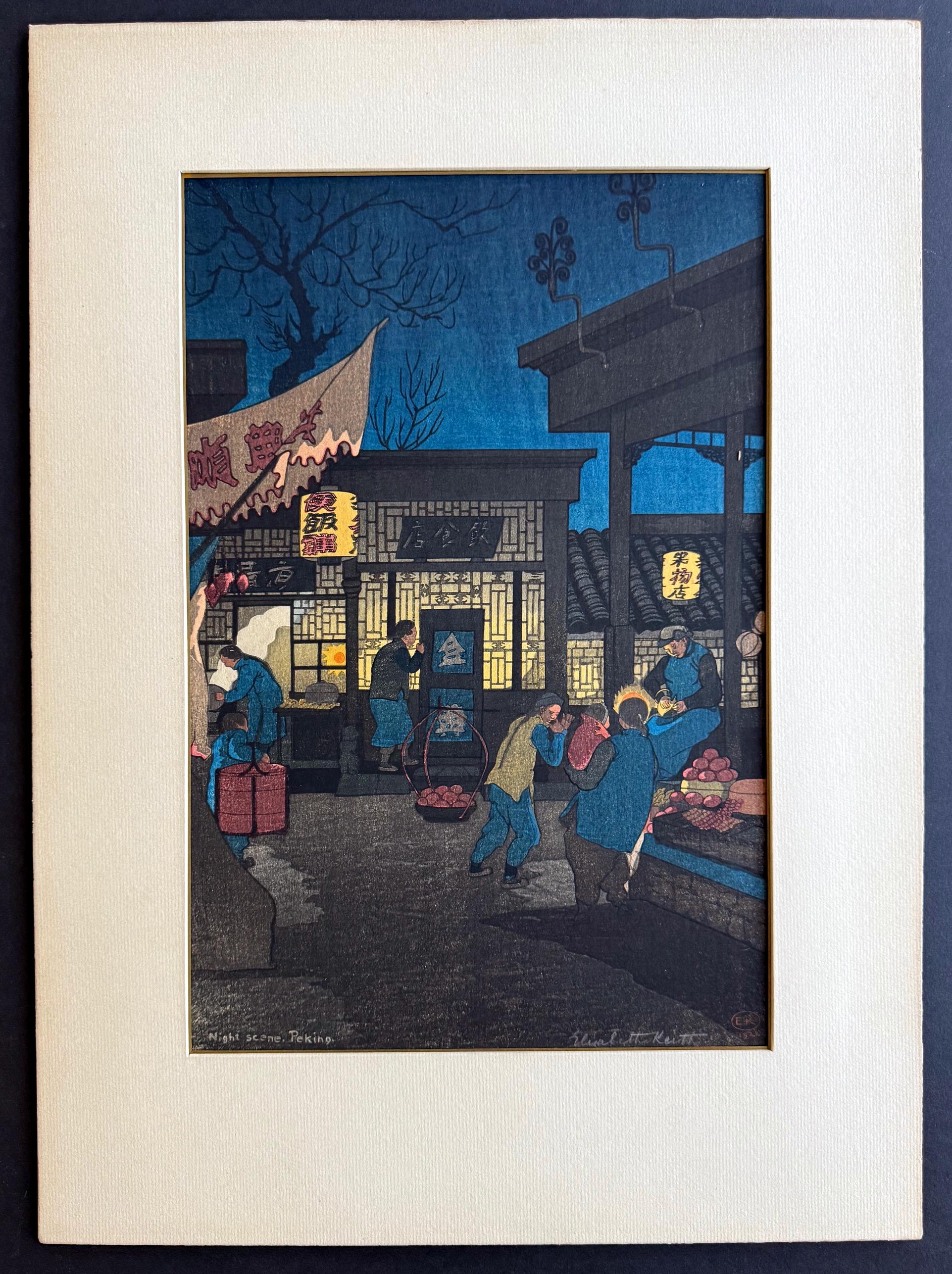 Japanese Woodblock Print Night Scene Peking by Elizabeth Keith For Sale 4