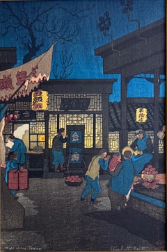 Japanese Woodblock Print Night Scene Peking by Elizabeth Keith