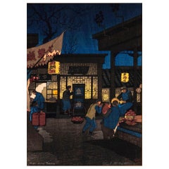 Stampa giapponese Woodblock Scena notturna di Pechino di Elizabeth Keith