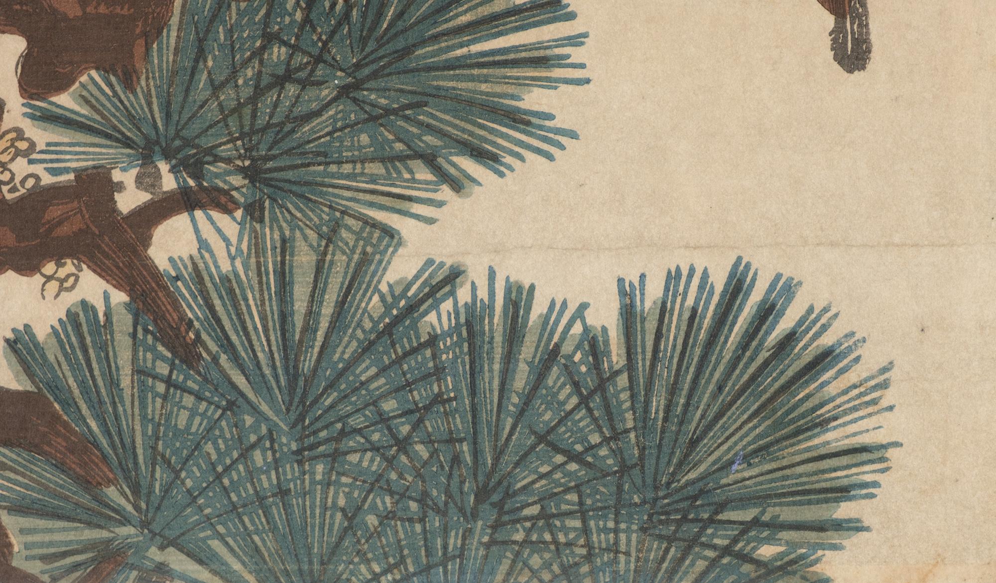 19th Century Japanese Woodblock Print of a Falcon by Utagawa Toyoshige 歌川豊重 'Toyokuni II' For Sale
