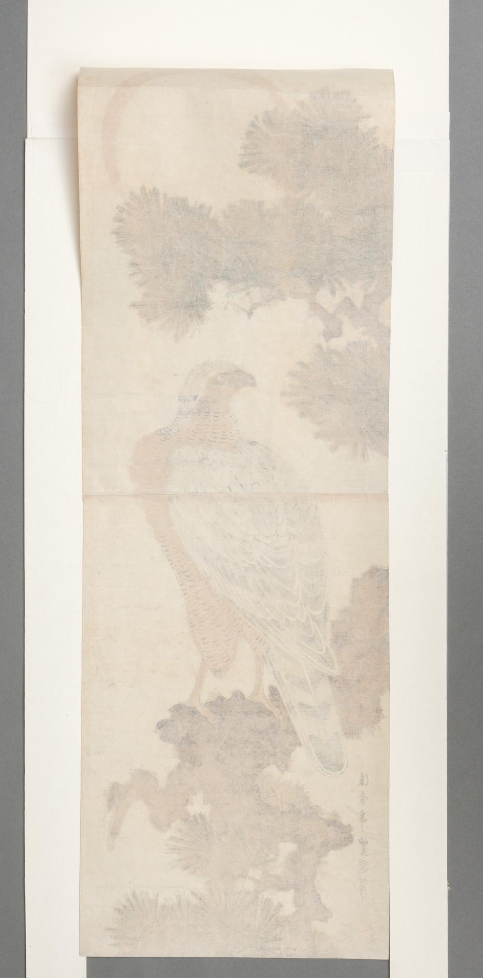 Paper Japanese Woodblock Print of a Falcon by Utagawa Toyoshige 歌川豊重 'Toyokuni II' For Sale