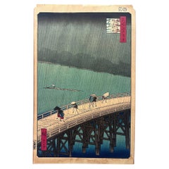 Japanese Woodblock Print Sudden Shower by Utagawa Hiroshige