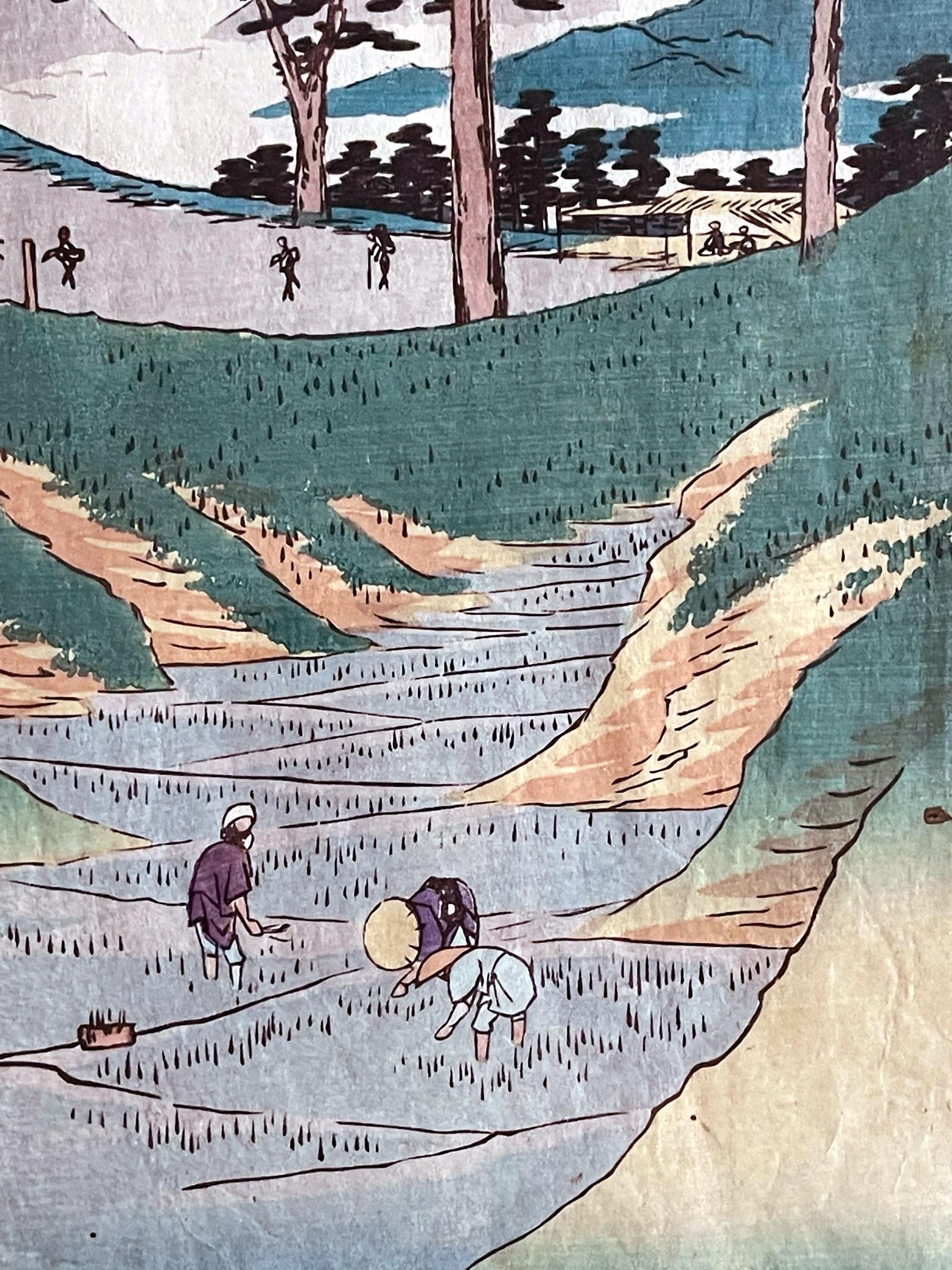 Japanischer Holzschnitt-Druck der dreiundfünfzig Stationen des Tokaido von Hiroshige im Angebot 1