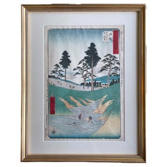 Stampa xilografica giapponese delle Cinquantatré Stazioni del Tokaido di Hiroshige