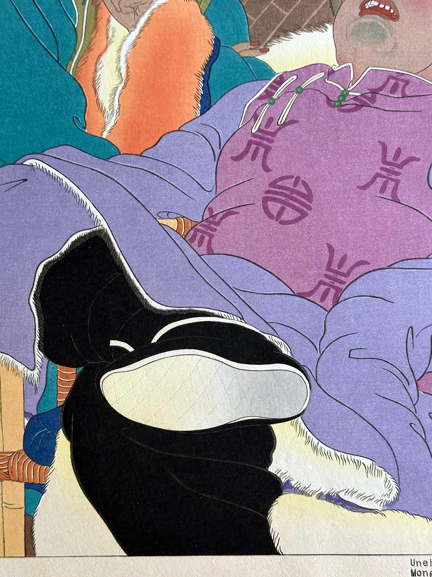 Gravure sur bois japonaise Une Histoire Tres Drole par Paul Jacoulet en vente 2