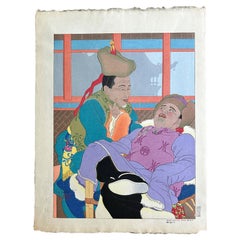 Gravure sur bois japonaise Une Histoire Tres Drole par Paul Jacoulet