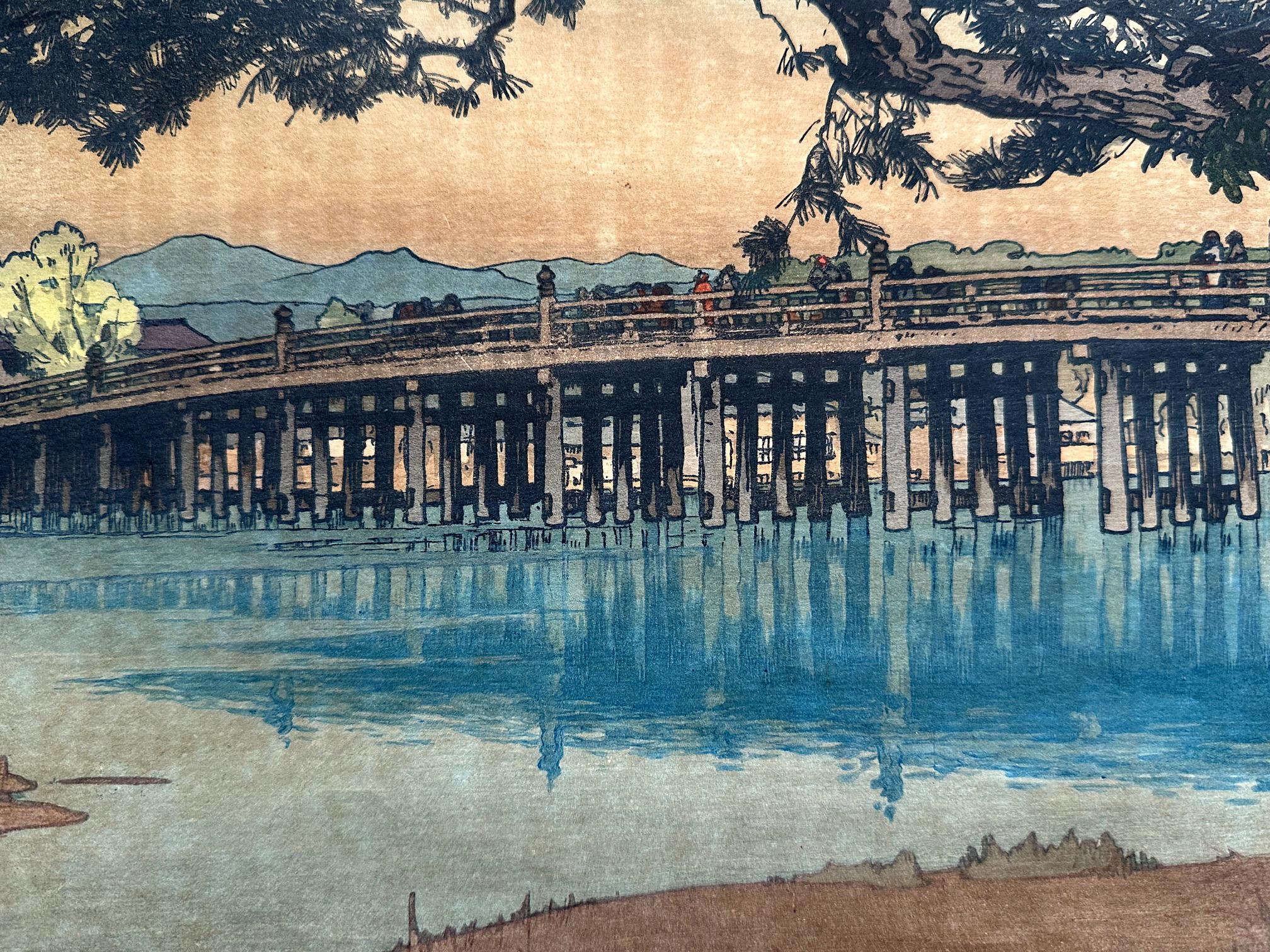 Mid-20th Century Japanese Woodblock Print Yoshida Hiroshi Seta Bridge