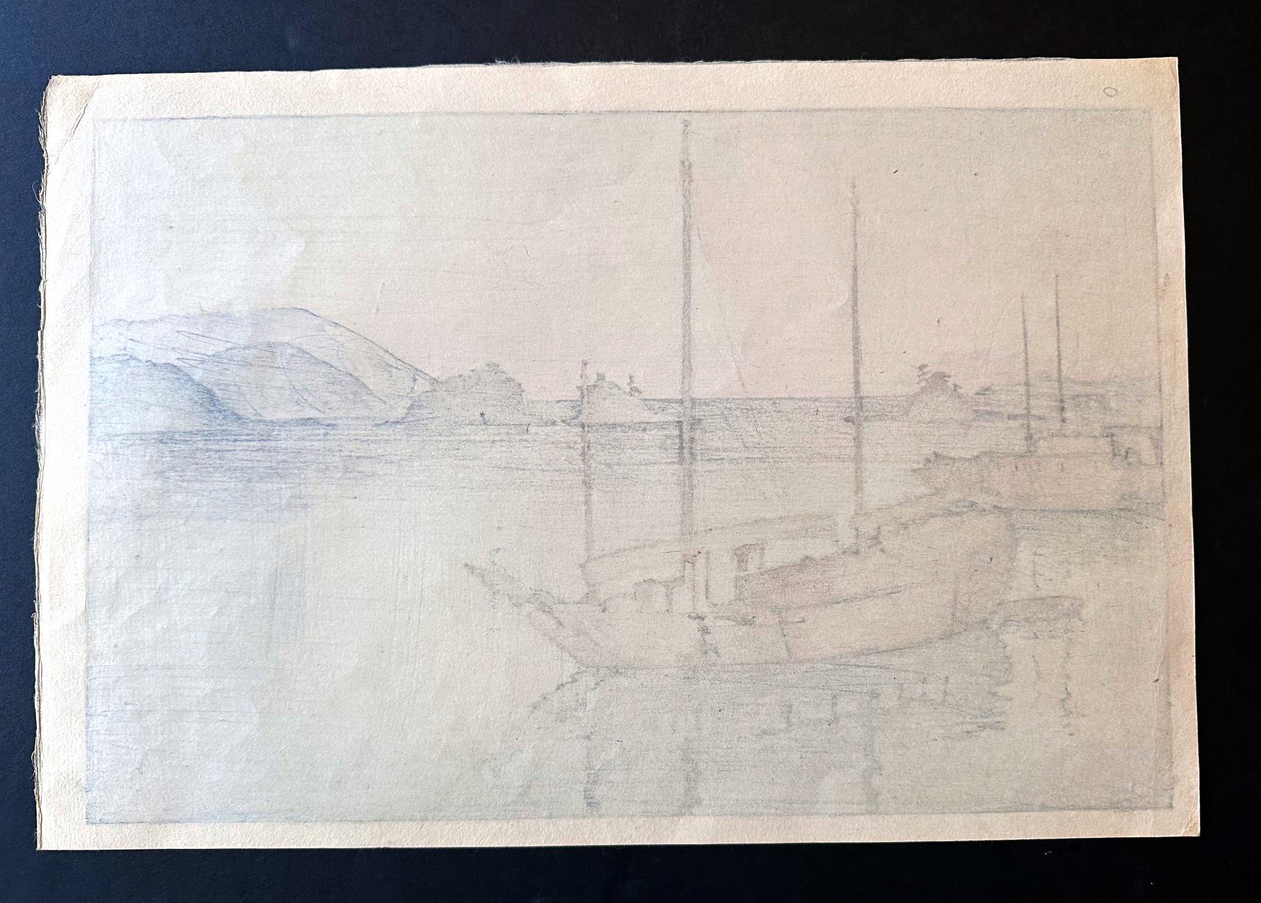 Showa Stampa su legno giapponese Yoshida Hiroshi Yoshida Tre piccole isole