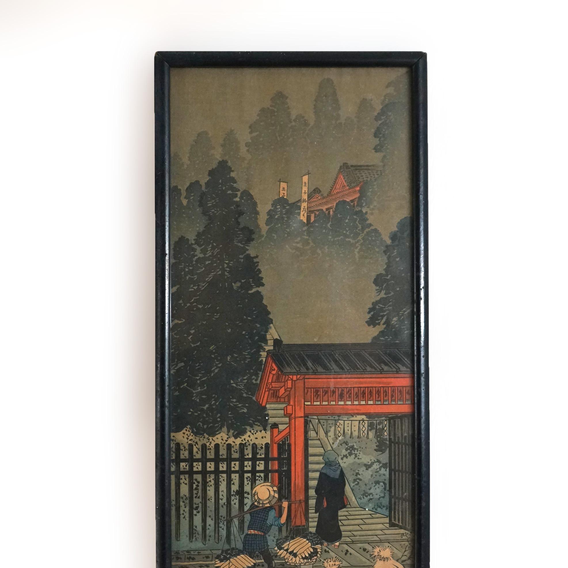 Japanese Woodblock Prints by Utagawa Hiroshige and Hiroaki Takahashi 20thC For Sale 5