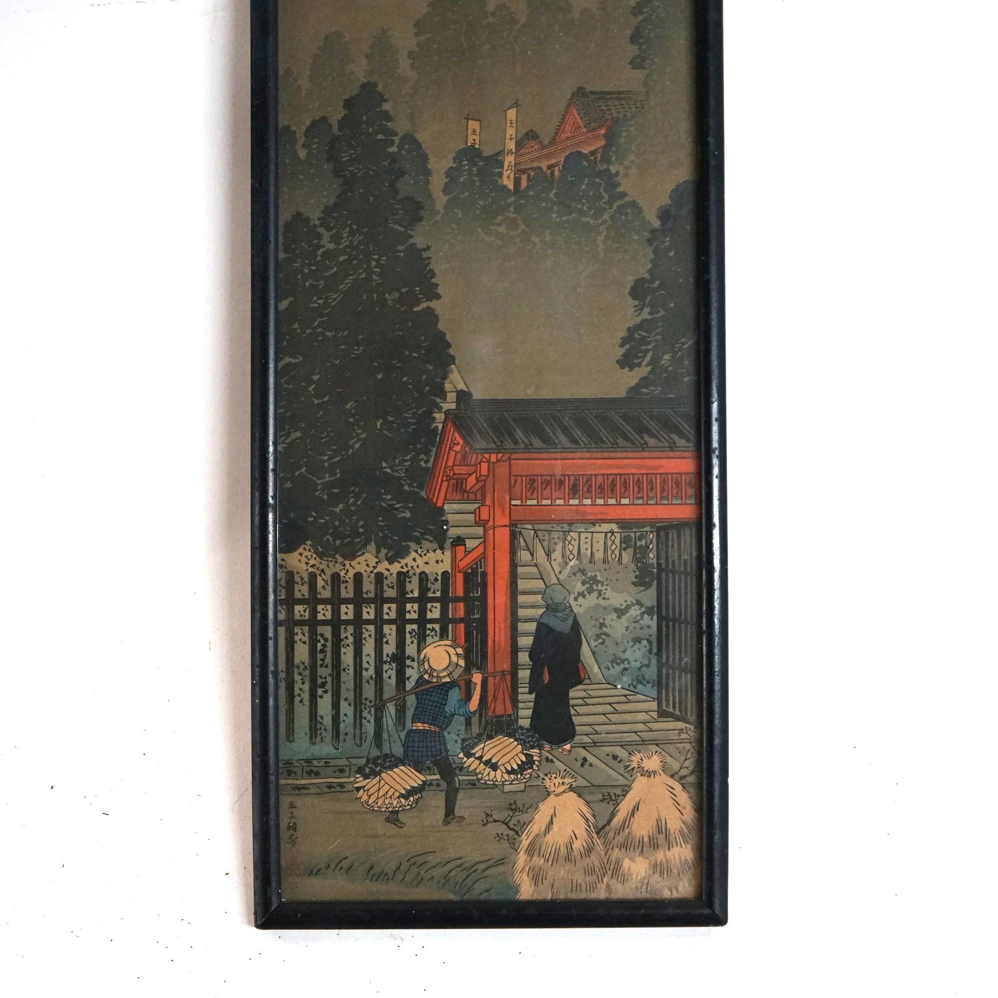 Japanese Woodblock Prints by Utagawa Hiroshige and Hiroaki Takahashi 20thC For Sale 4