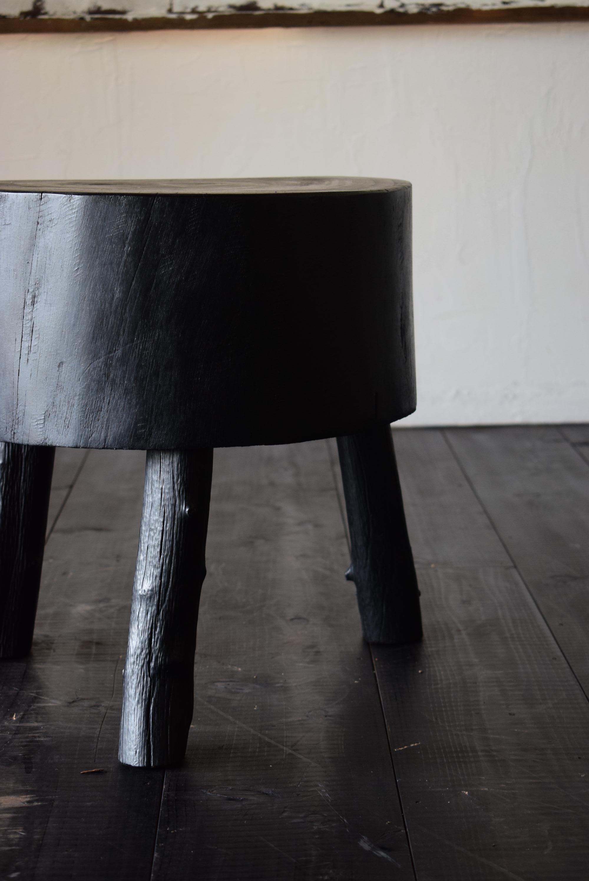 Contemporary Japanese Wooden Block Stool / Side Table Wabi Sabi