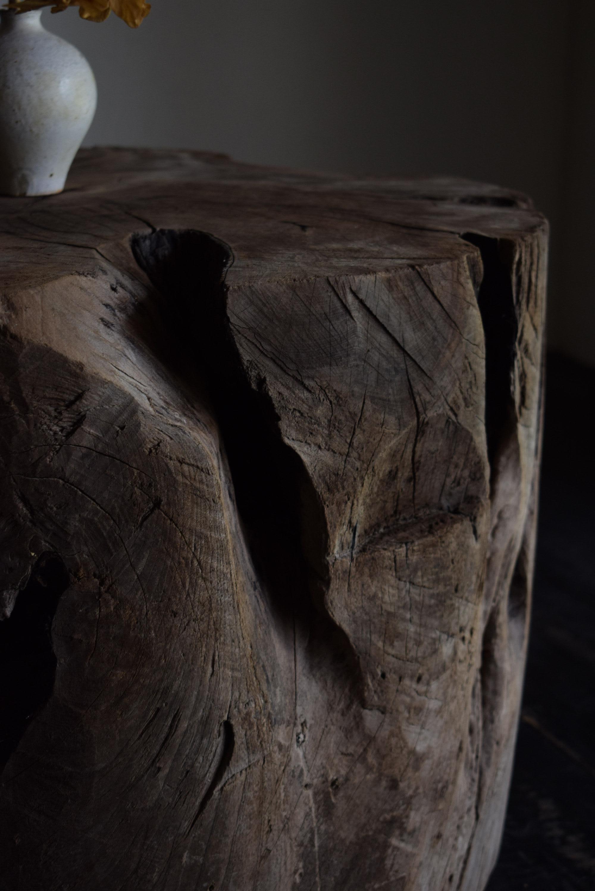 Japanese Wooden block table /wabi-sabi coffee table/1900s- For Sale 13