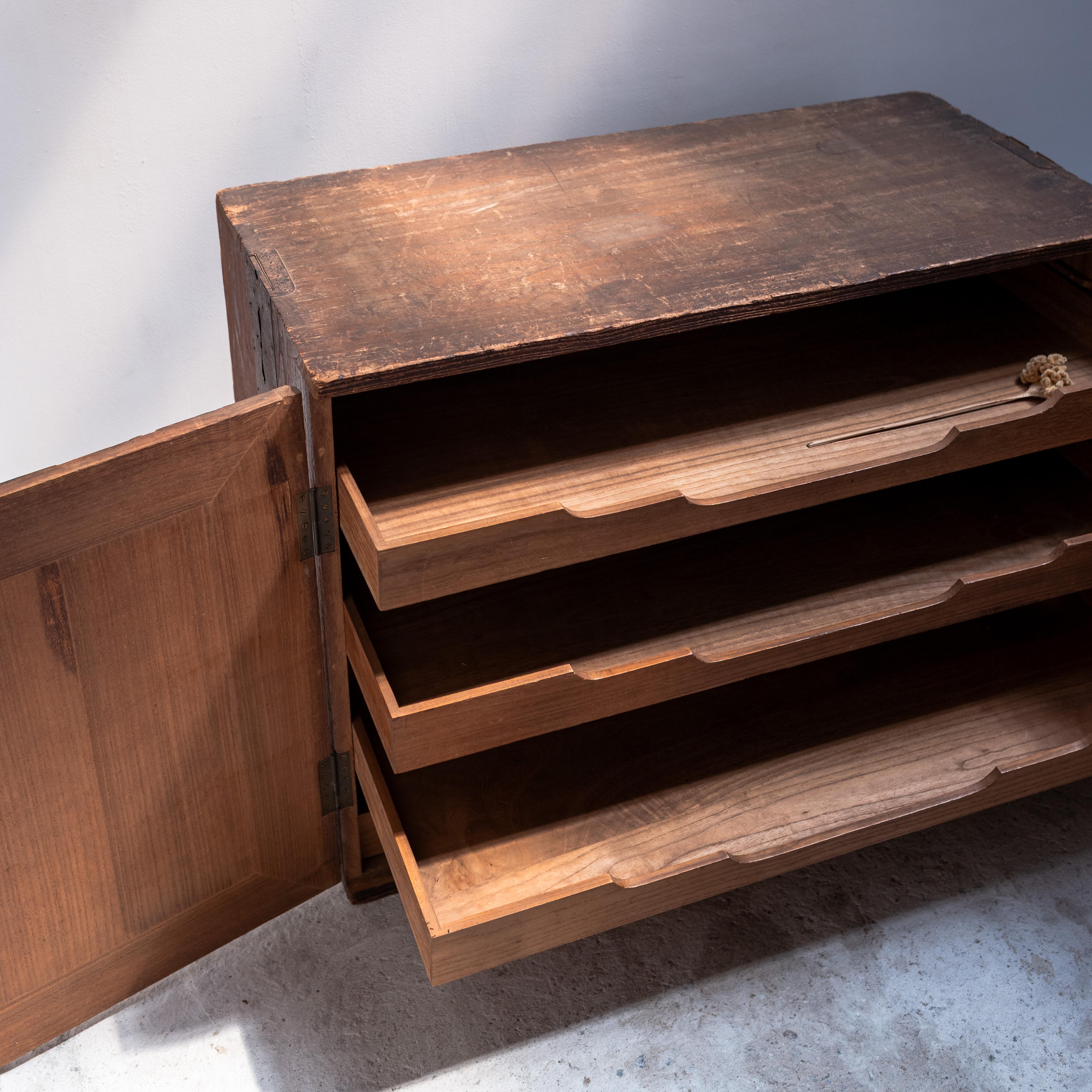 Japanese Wooden Cabinet, Early 20th Century, Japan, Wabi Sabi For Sale 13
