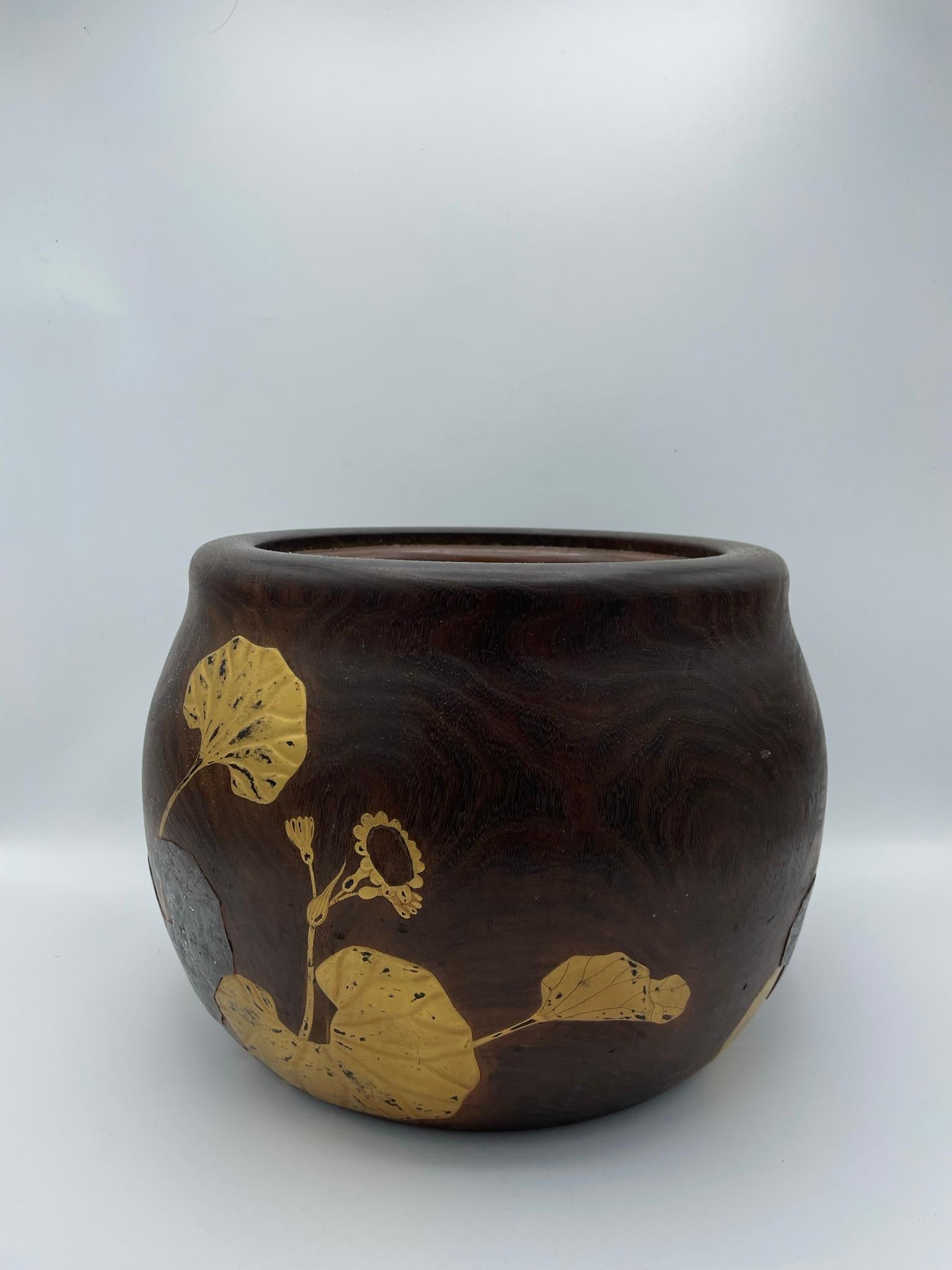 Japanese Wooden Cachepot 1920 'Made from One Tree' For Sale 8