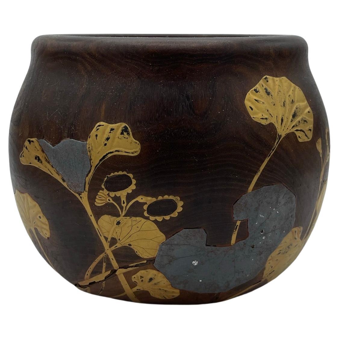 Japanese Wooden Cachepot 1920 'Made from One Tree'