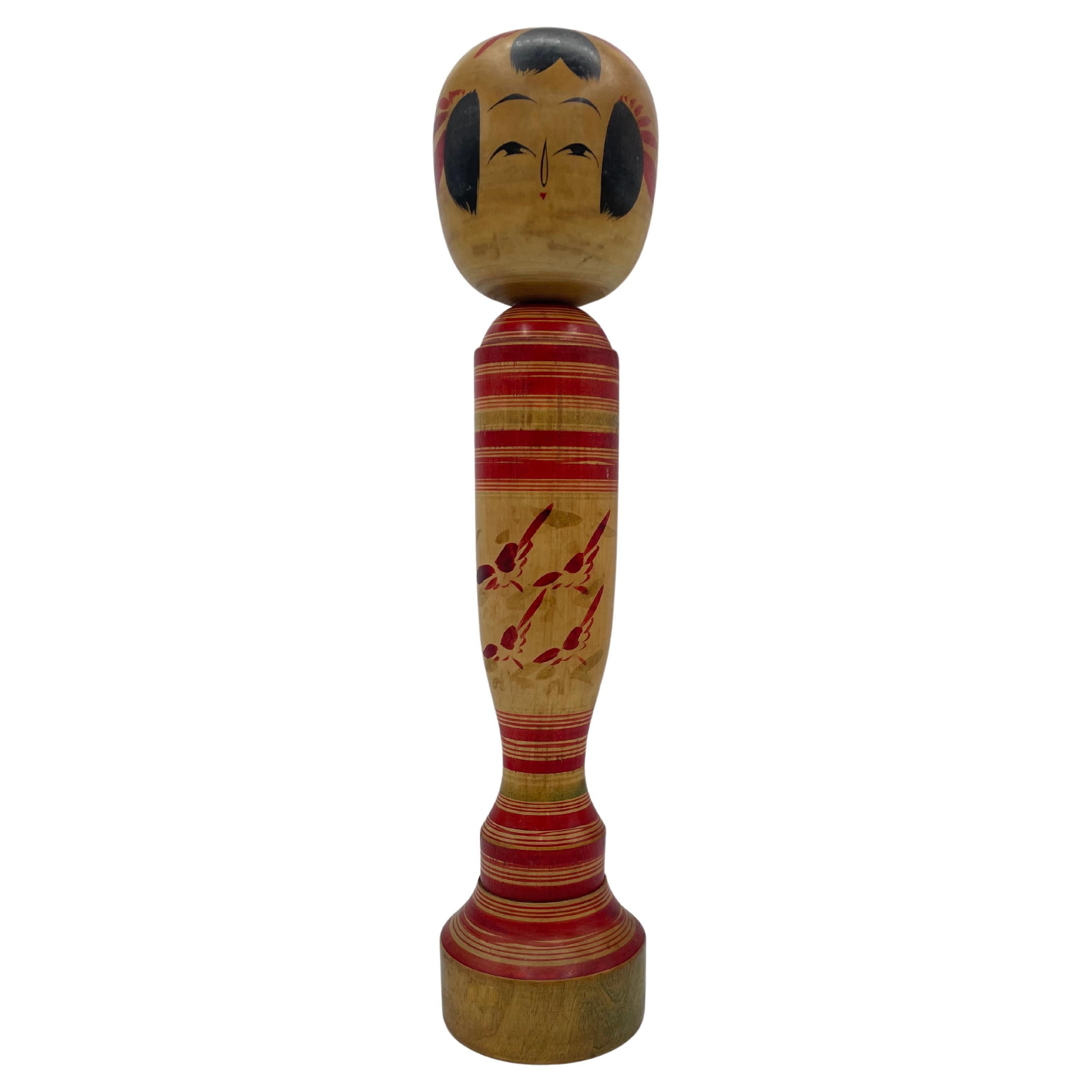 Japanese Wooden Doll Kokeshi Sakunami Kenjiro HIRAGA 1960s For Sale