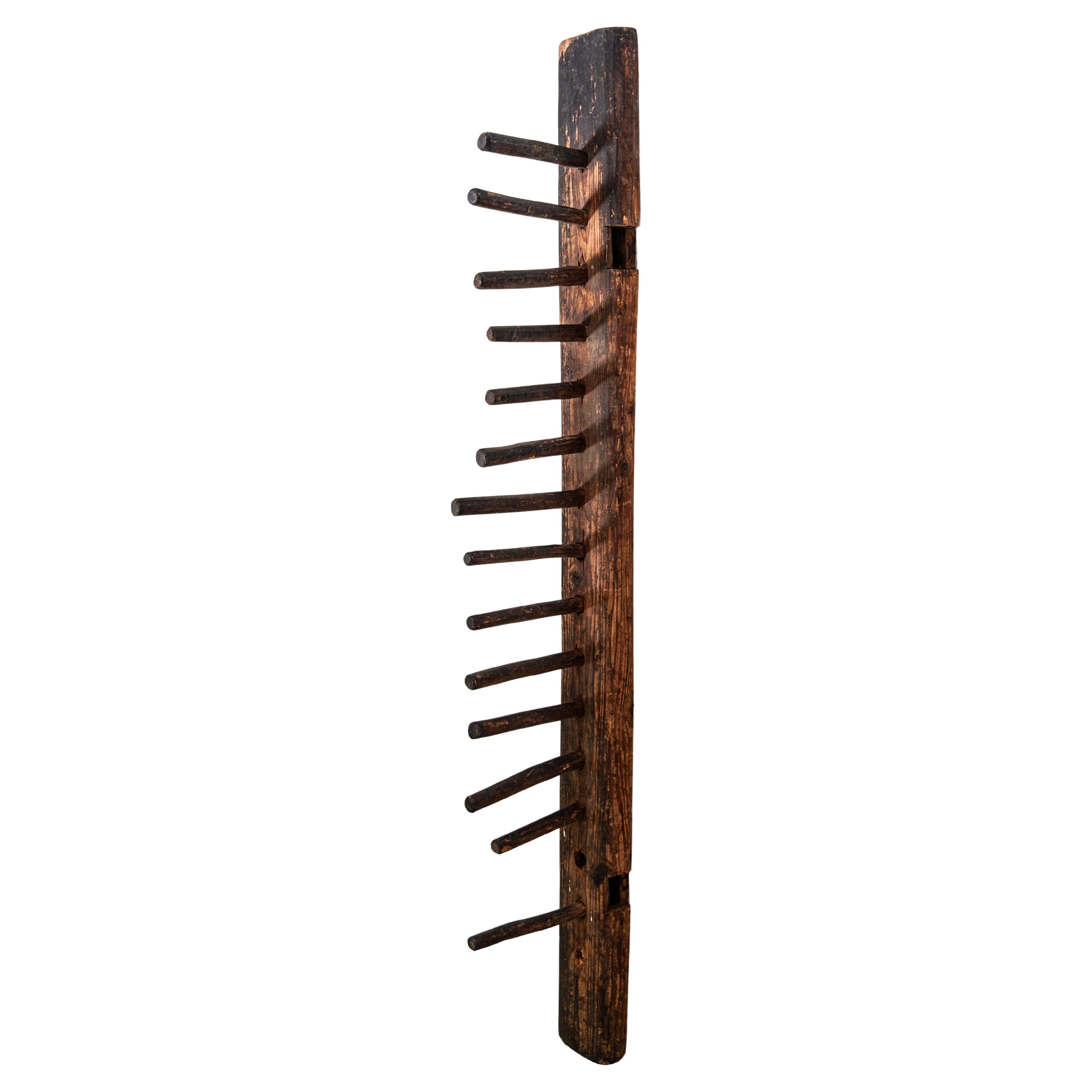 Japanese wooden grain thrasher - antique farm tool, wabi sabi art piece, mingei
